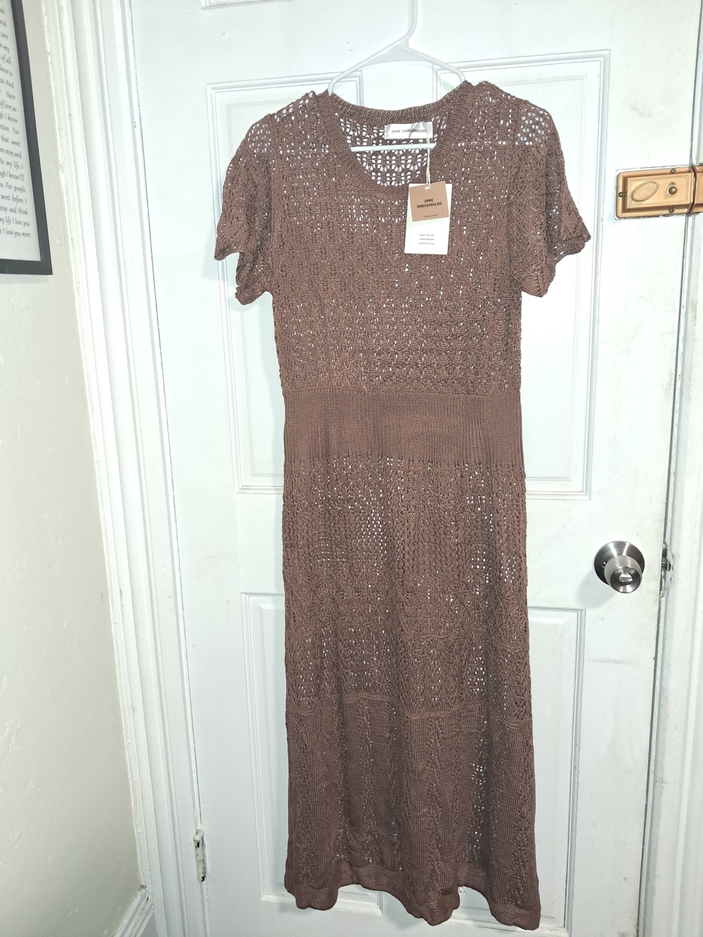 Women’s Brown Crochet Midi Dress - Jane Dressinglog